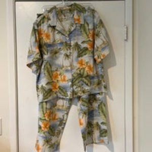 Tommy Bahama Womens Silk Blouse Pant Suit Size B:14 T:12/14 L